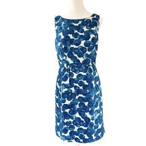 Tabitha Anthropologie Watercolor Blue Sheath Dress Women 4 Sleeveless Artsy